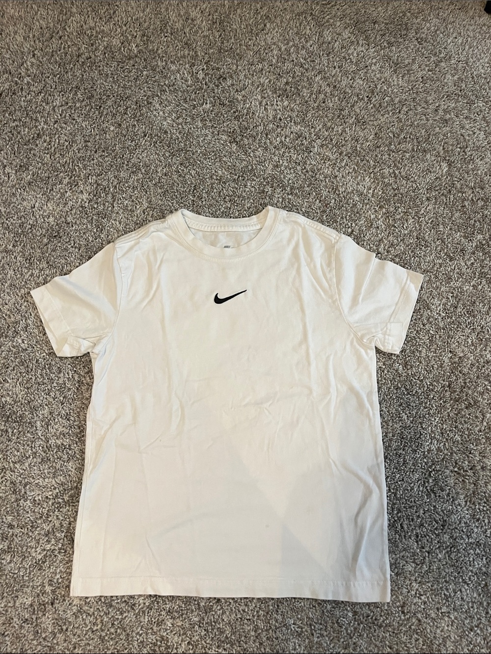 Nike White Short Sleeve Tee with Black Swoosh